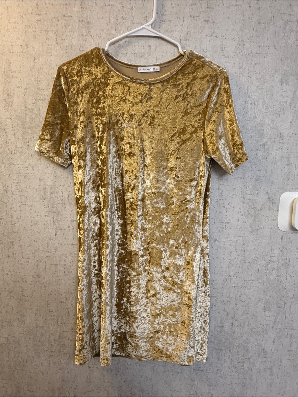 Crushed Velvet Mini Dress in Metallic Gold